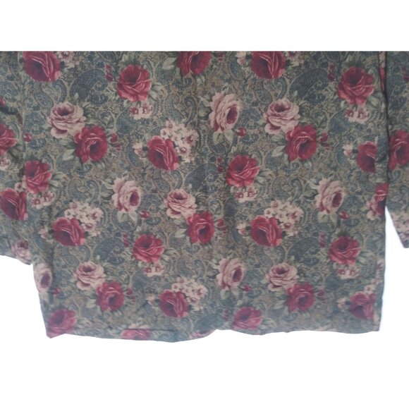VTG Womens Floral Blazer Jacket Sz 18 poly-wool blend Liz Baker green burgundy - Picture 7 of 10